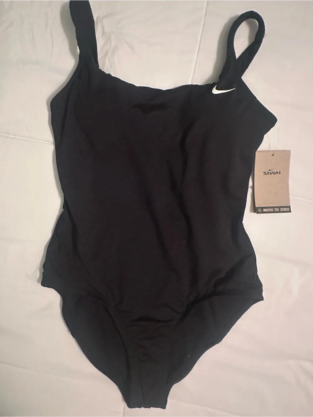 Nike Black One-Piece Swimsuit with White Swoosh
